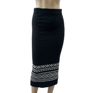 Lauren Ralph Lauren Fair Isle Wool Blend Meziv Sweater Maxi Skirt Black XS‎ NWT